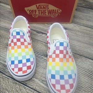 Vans colorful checkered slip on shoes